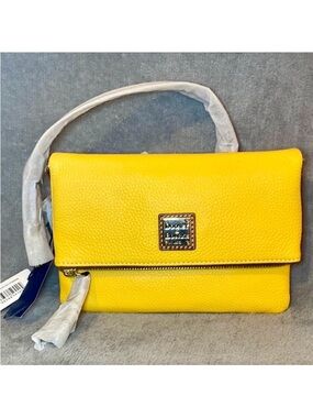 Dooney & Bourke Pebble Grain Foldover Zip Crossbody Dandelion Yellow - NWT $248